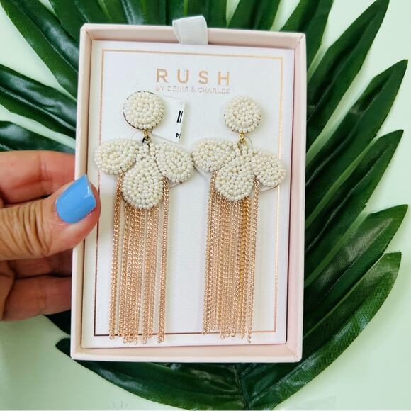 Rush Faux Pearl Cluster Drop Earrings NWT - Picture 13 of 13